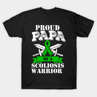 Proud Papa Of A Scoliosis Warrior Awareness Ribbon Father T-Shirt